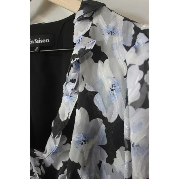 NWOT Teagan Floral Print V-Neck Long Ruffle Sleeve Midi Dress En Saison M - Picture 9 of 11